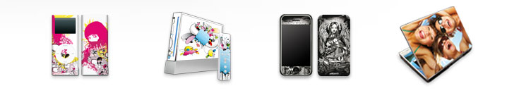 Produktabbildungen: DesignSkins fr iPod, Wii, iPhone, Notebook